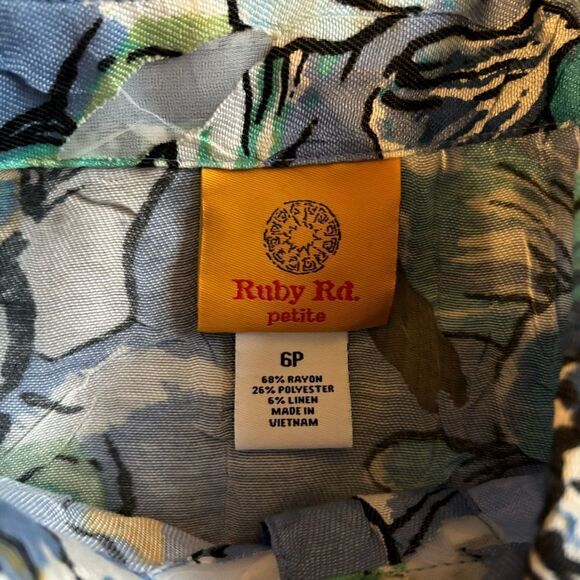 Ruby Rd Women 6P 6 Petite Colorful Blue Floral‎ Summer Jacket Shirt - Picture 3 of 3